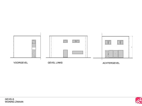 Gevelplan, moderne woning, halfopen bebouwing Zwaan