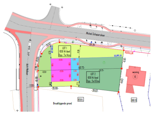 Verkavelingsplan Acht Meilaan Heusden-Zolder, halfopen bebouwing