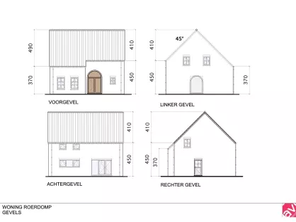 Gevelplan, klassieke woning, open bebouwing Roerdomp