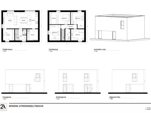 Gevelplan, grondplan, Lochstraat Hechtel-Eksel, open bebouwing, citroenkeeltoekan