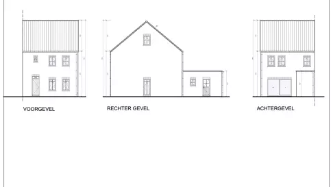 Gevelplan, klassieke woning, halfopen bebouwing Mus